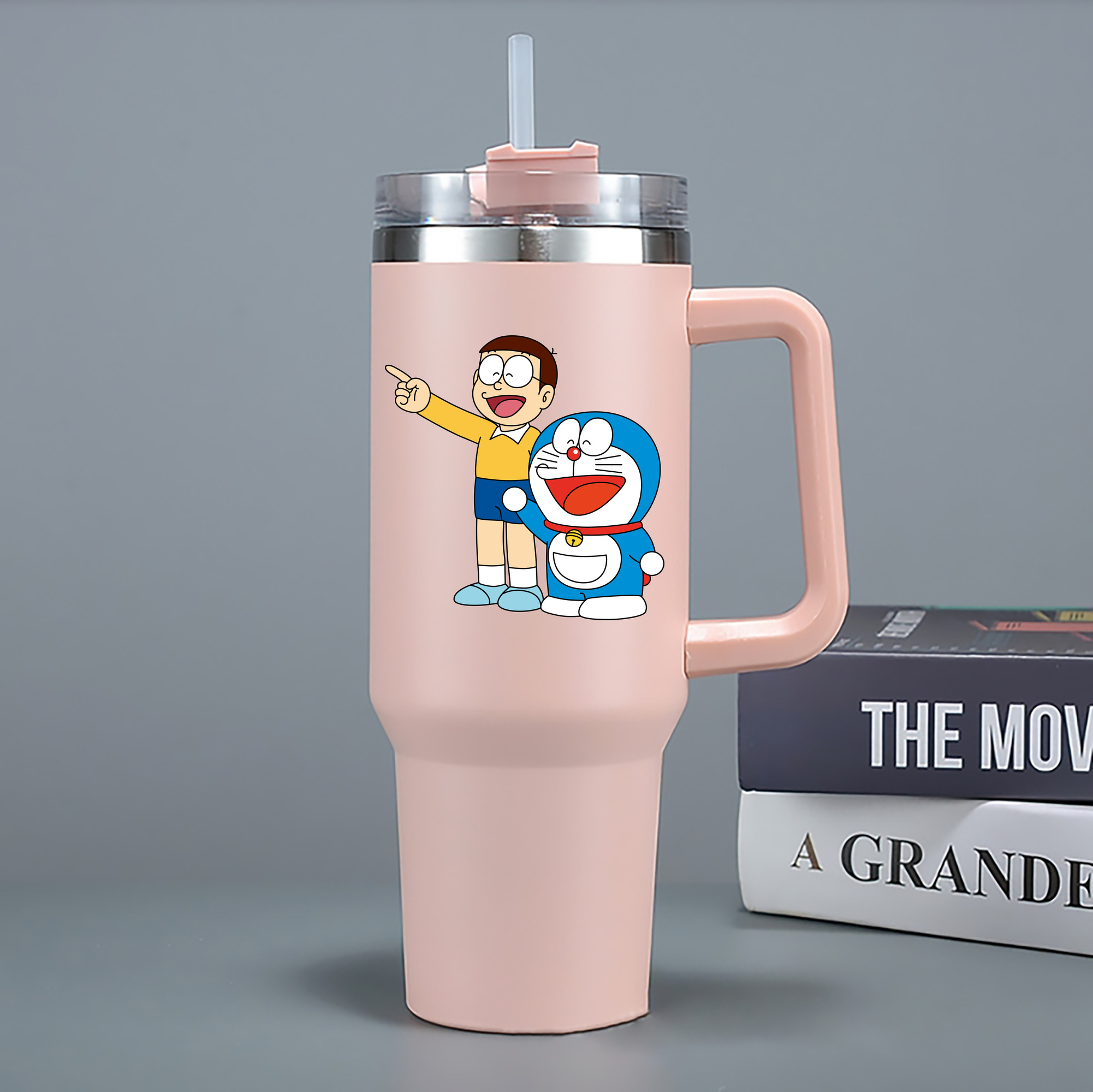 （画像用） ドラえもん 野比 のび太 Doraemon Nobita Nobi 1200mL車用タンブラー - クリスタルステッカー（プラスチックストロー付き）